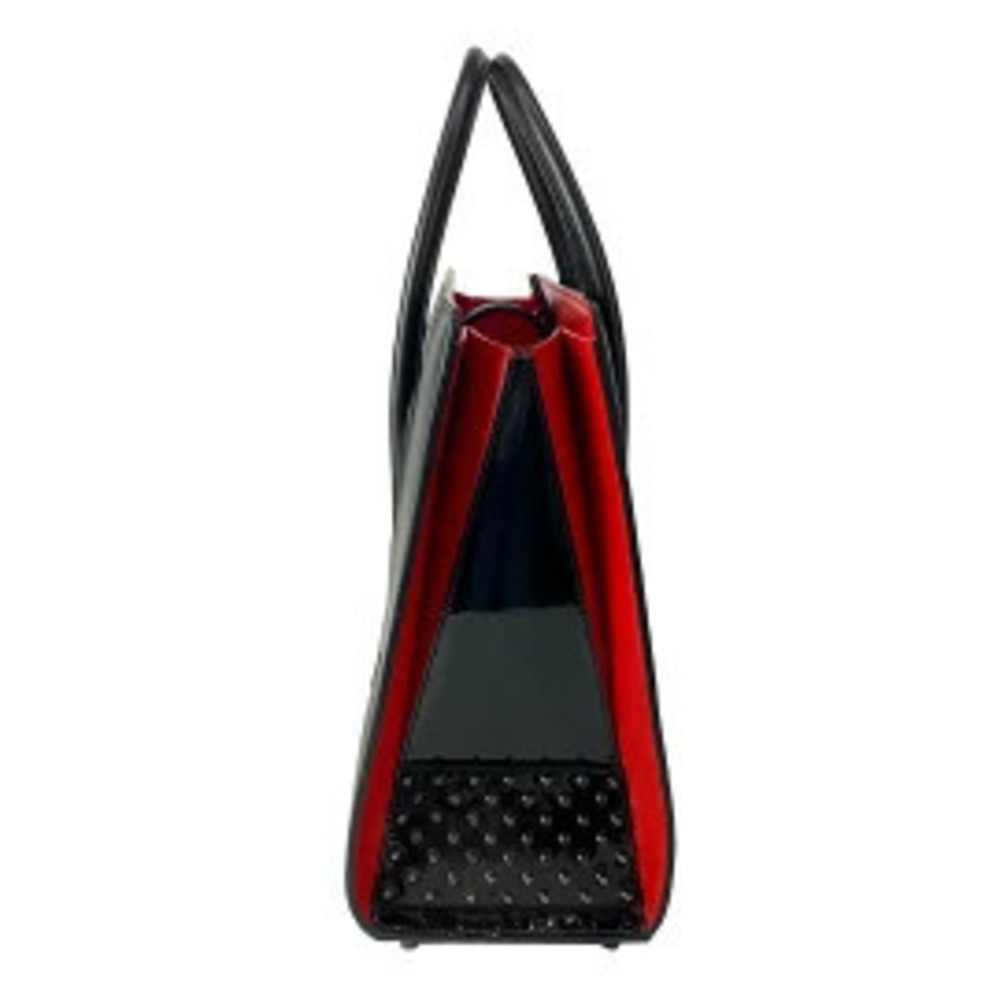 CHRISTIAN LOUBOUTIN Paloma Tote Bag Studded Black Red Leather